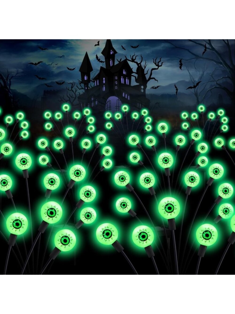 Spooky Solar Eyeball Lights - 8 Pack, 64 LEDs, Waterproof Halloween Decor for